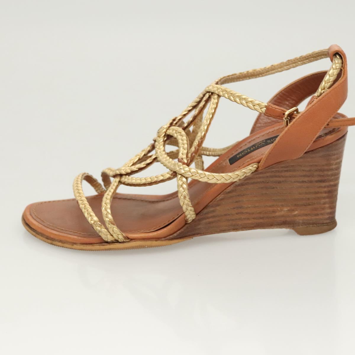 LOUIS VUITTON Pumps Leather Brown LV Auth bs25697