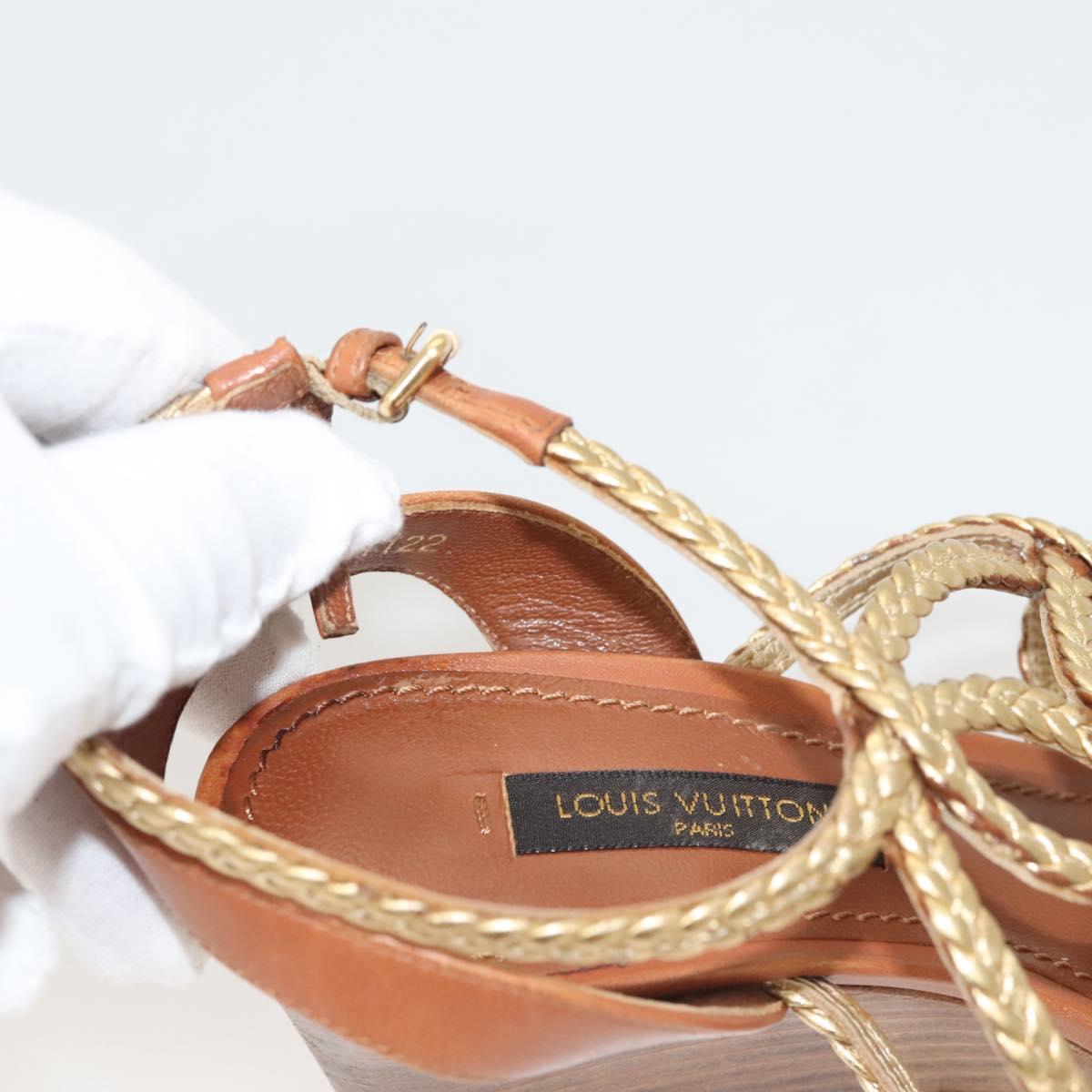 LOUIS VUITTON Pumps Leather Brown LV Auth bs25697
