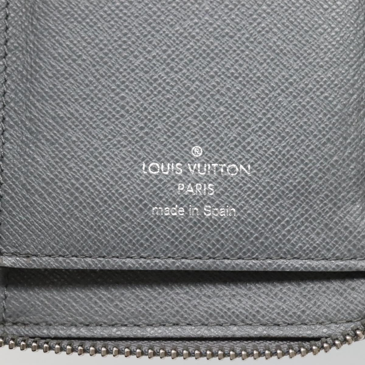 LOUIS VUITTON Taiga Zippy Wallet Vertical Gray Gracie M32601 LV Auth bs25700