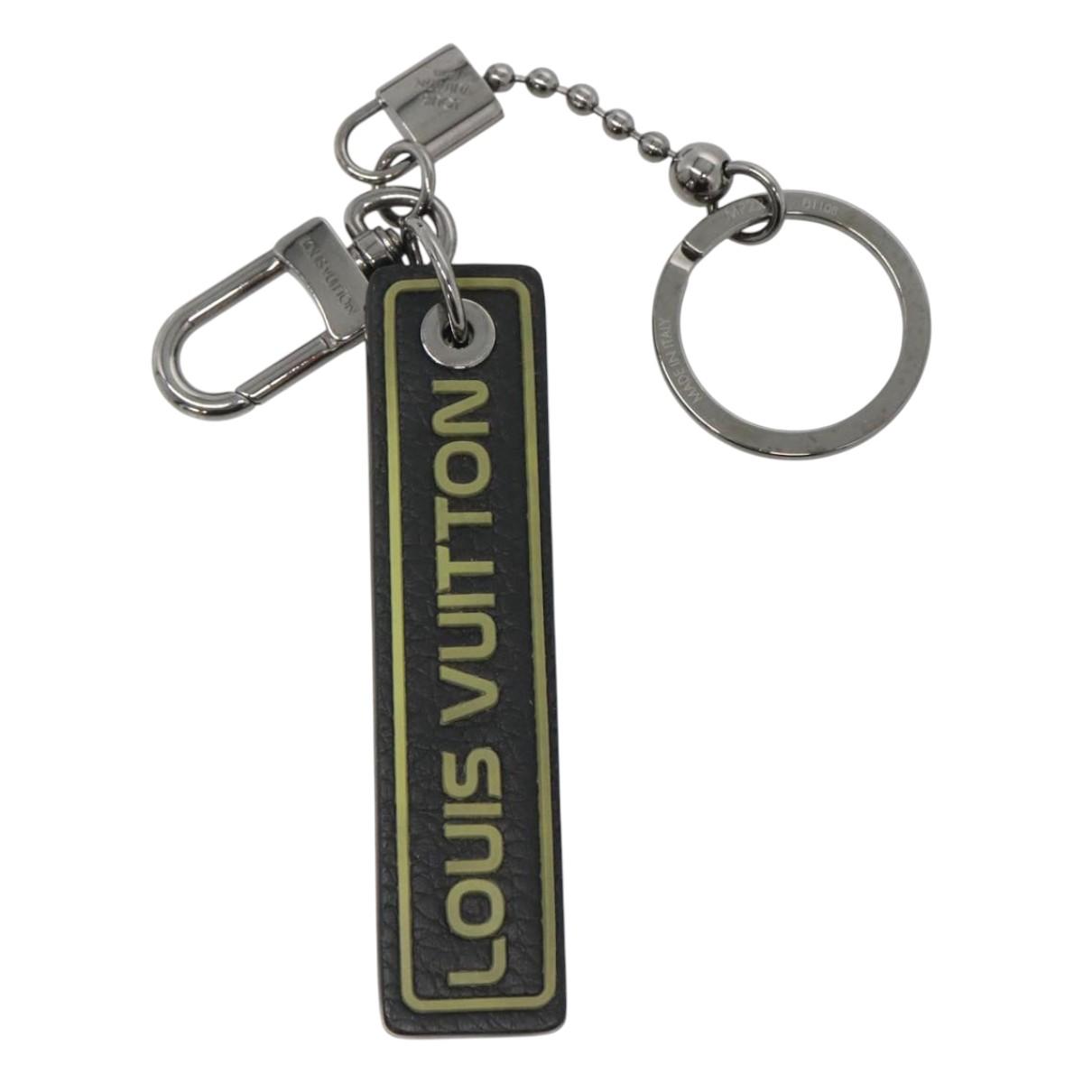 LOUIS VUITTON Porte Cles Tab Key Ring Leather Black MP2211 LV Auth bs25709
