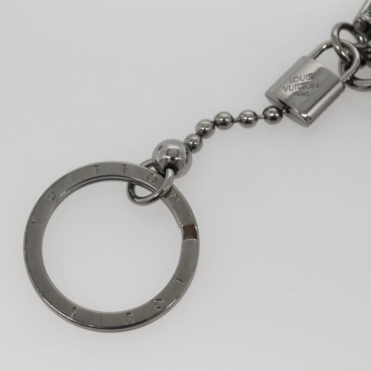 LOUIS VUITTON Porte Cles Tab Key Ring Leather Black MP2211 LV Auth bs25709