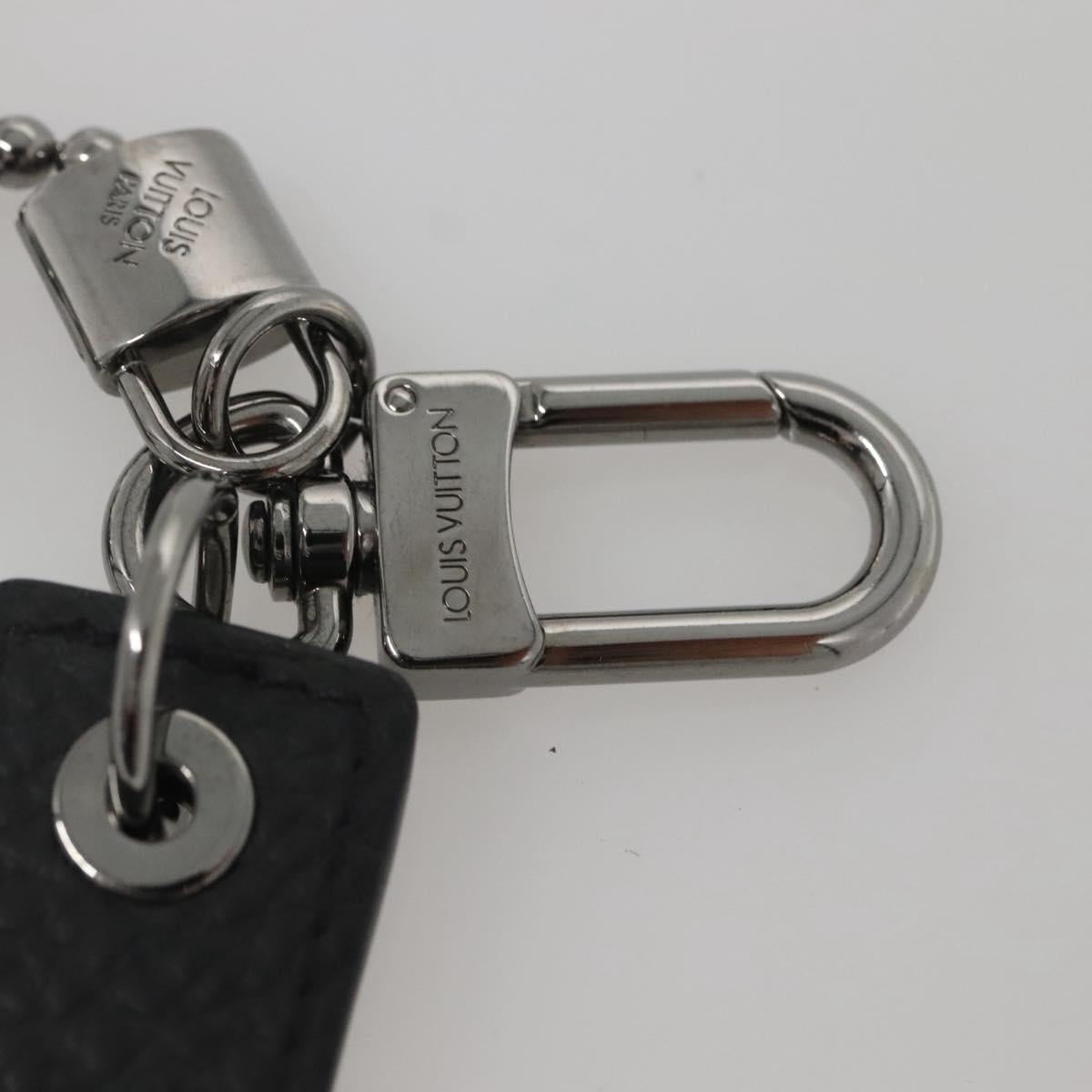 LOUIS VUITTON Porte Cles Tab Key Ring Leather Black MP2211 LV Auth bs25709