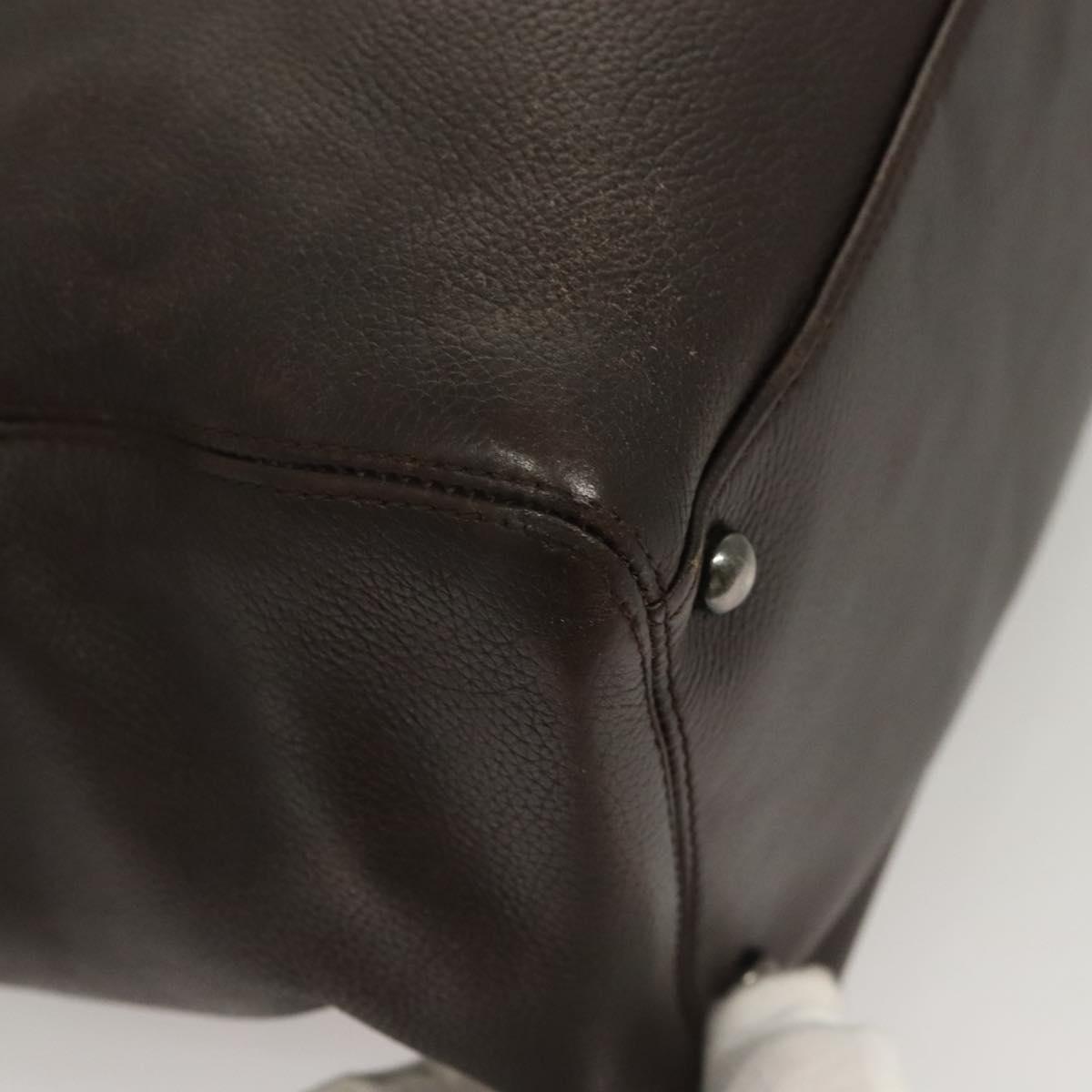 CHANEL Shoulder Bag Caviar Skin Brown CC Auth bs25719