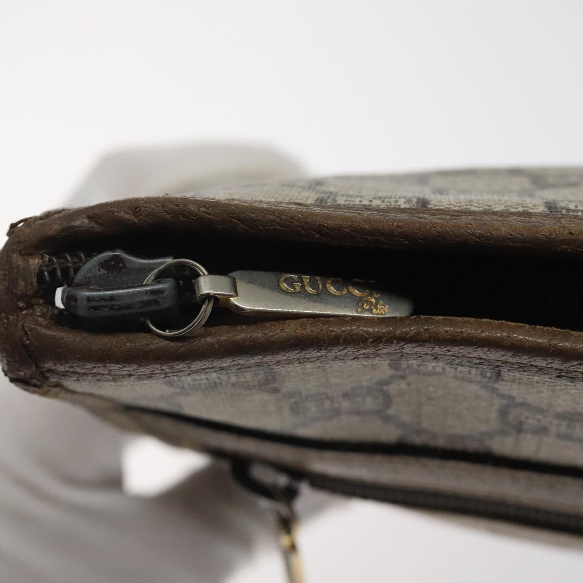 GUCCI GG Plus Supreme Clutch Bag PVC Leather Beige Auth bs25739
