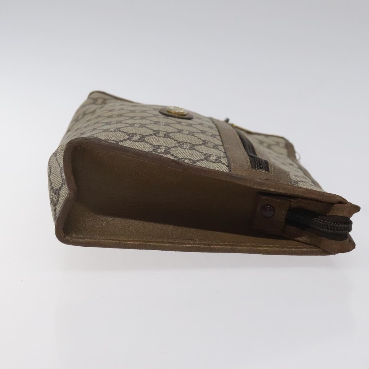 GUCCI GG Plus Supreme Clutch Bag PVC Leather Beige Auth bs25739
