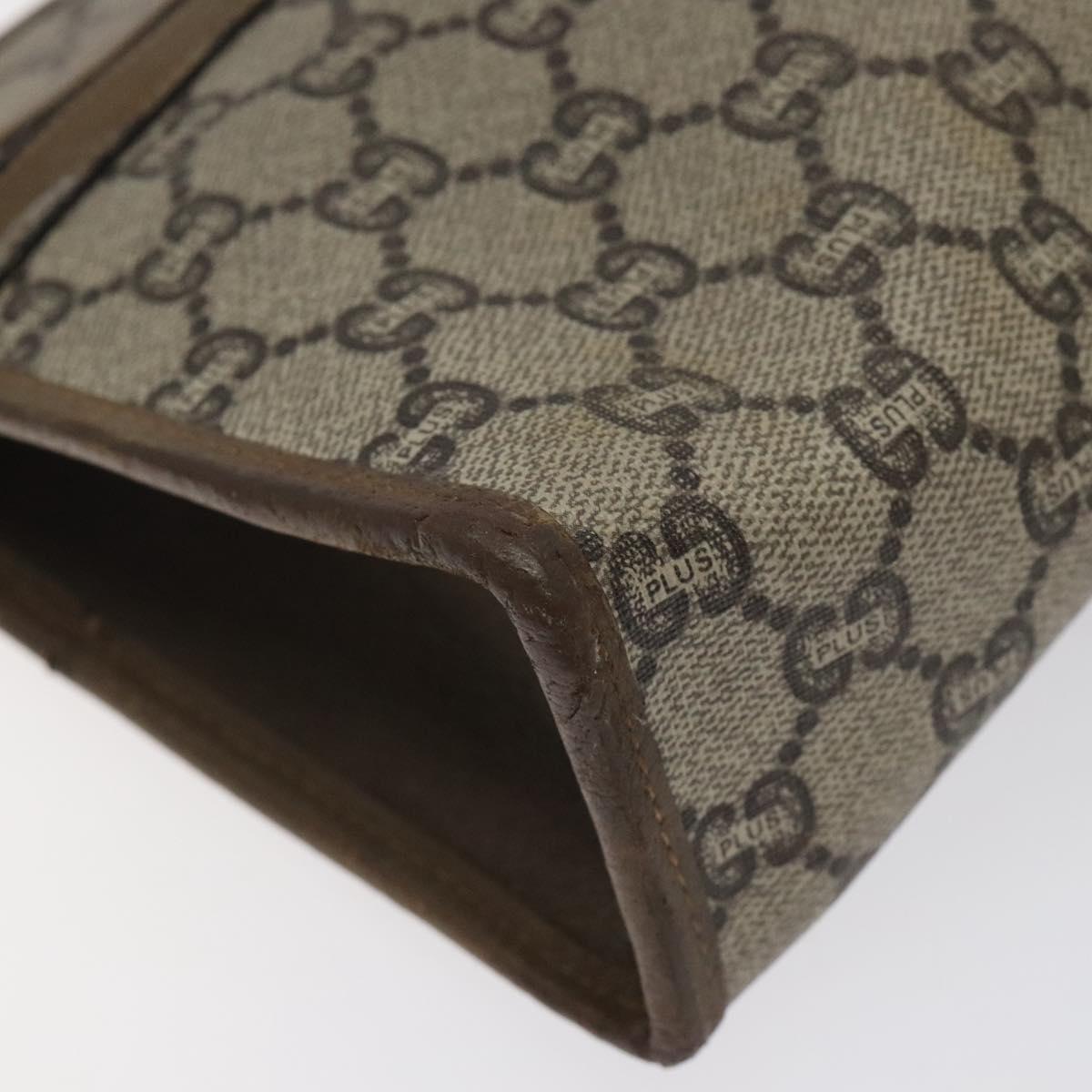 GUCCI GG Plus Supreme Clutch Bag PVC Leather Beige Auth bs25739
