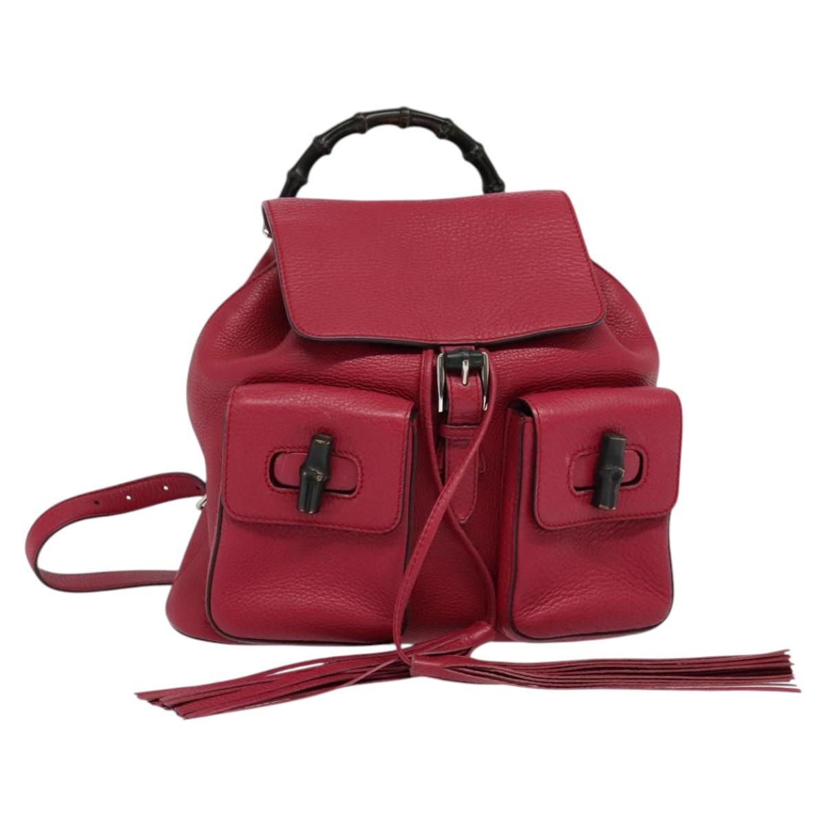 GUCCI Bamboo Backpack Leather Outlet Pink 370833 Auth bs25742