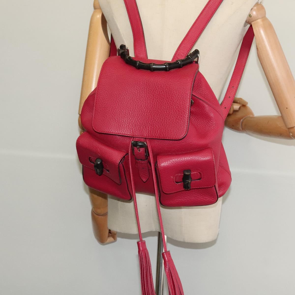GUCCI Bamboo Backpack Leather Outlet Pink 370833 Auth bs25742