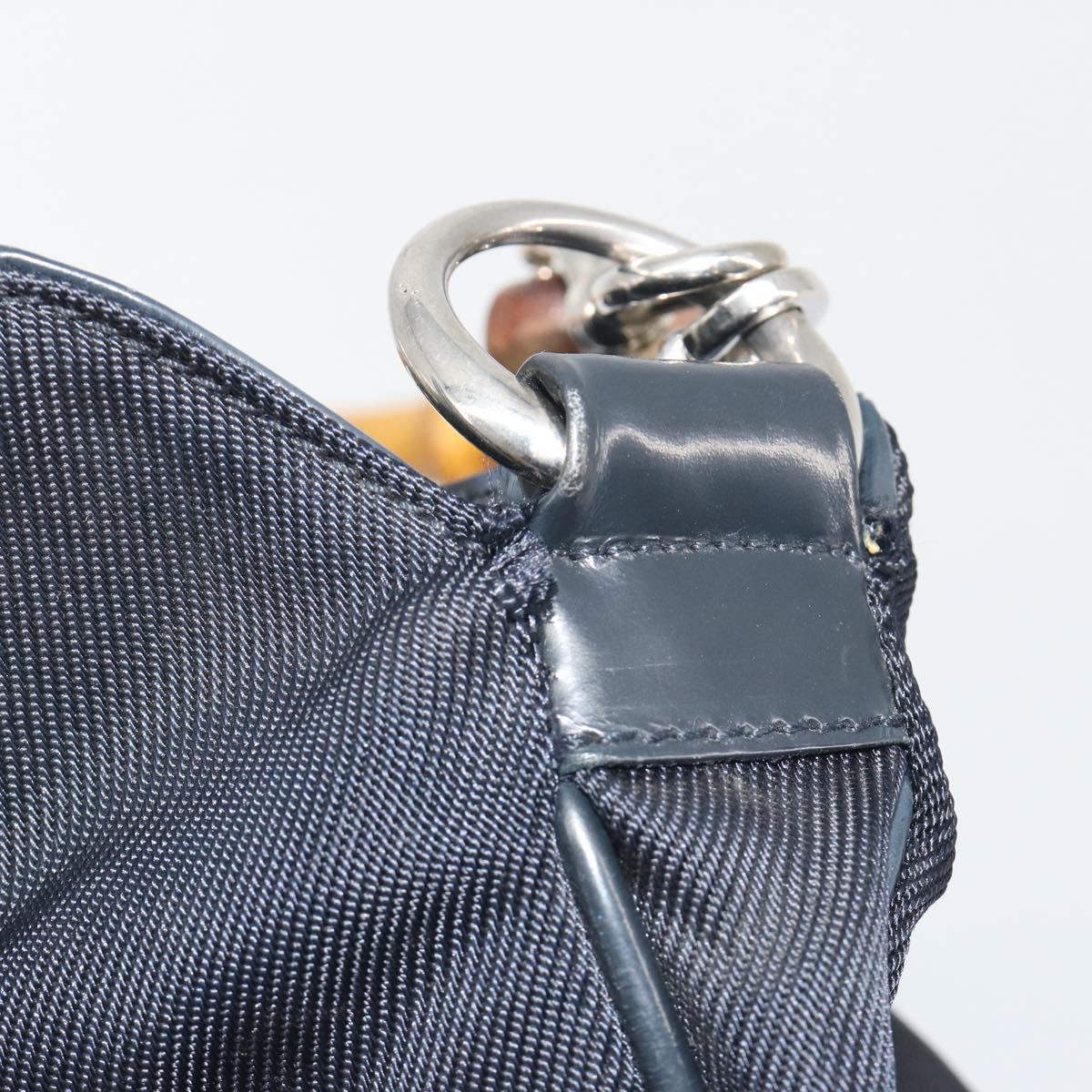 GUCCI Bamboo Hand Bag Canvas 2way Navy Silver 001 1577 Auth bs25743