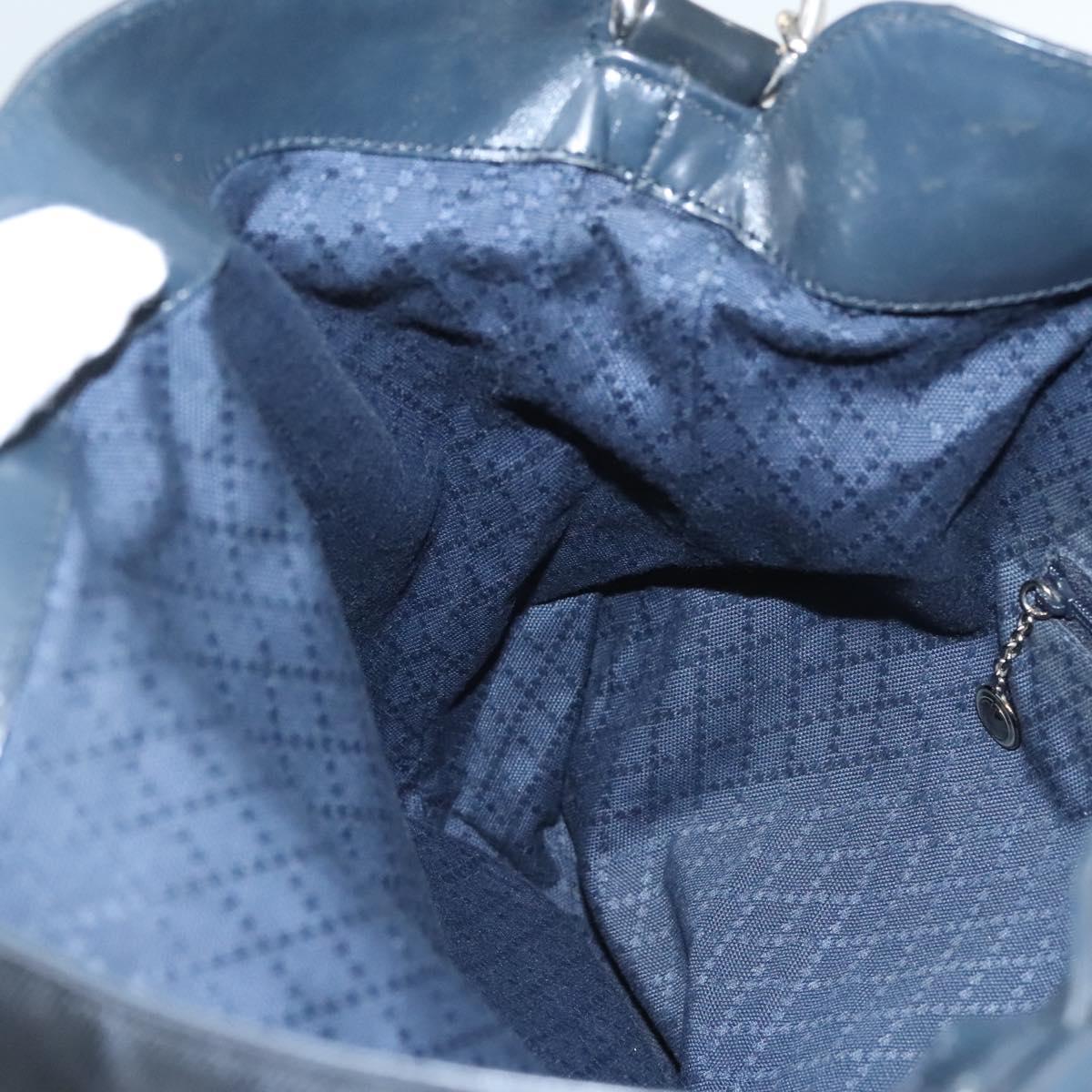 GUCCI Bamboo Hand Bag Canvas 2way Navy Silver 001 1577 Auth bs25743