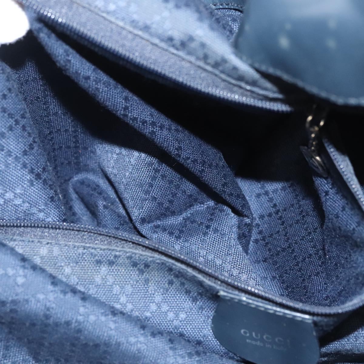 GUCCI Bamboo Hand Bag Canvas 2way Navy Silver 001 1577 Auth bs25743