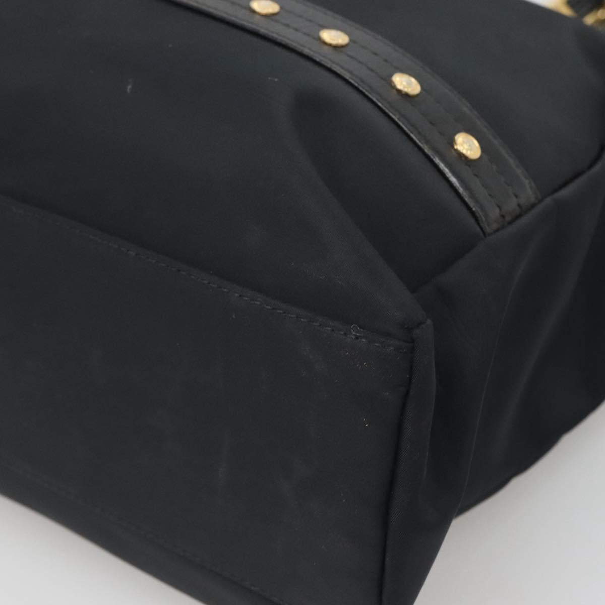 Gianni Versace Tote Bag Nylon Black Gold Auth bs25747