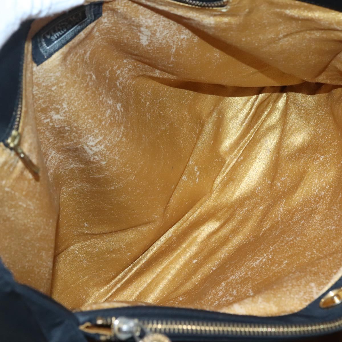 Gianni Versace Tote Bag Nylon Black Gold Auth bs25747