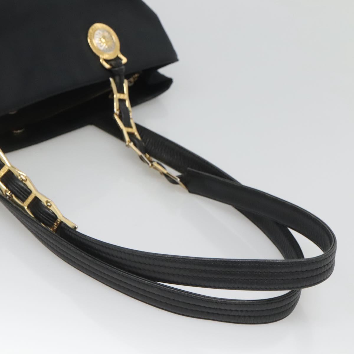 Gianni Versace Tote Bag Nylon Black Gold Auth bs25747