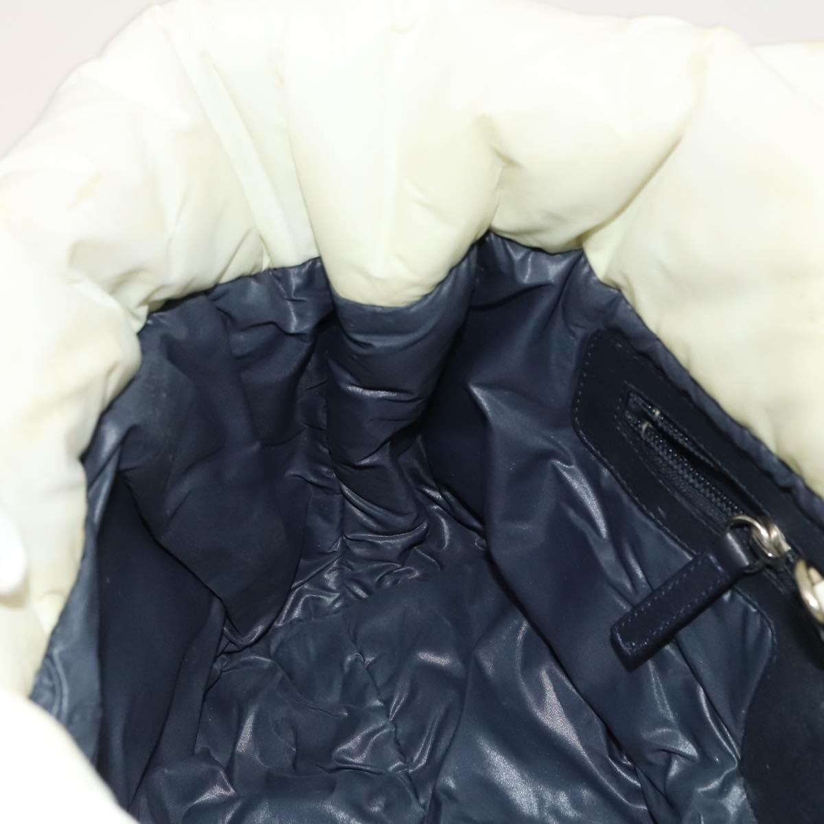 CHANEL Coco Cocoon Hand Bag Nylon White Silver CC Auth bs25763