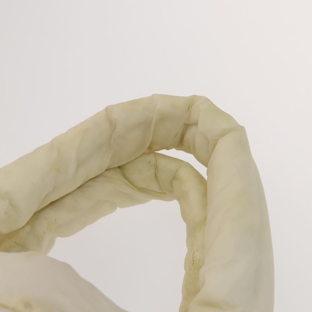 CHANEL Coco Cocoon Hand Bag Nylon White Silver CC Auth bs25763