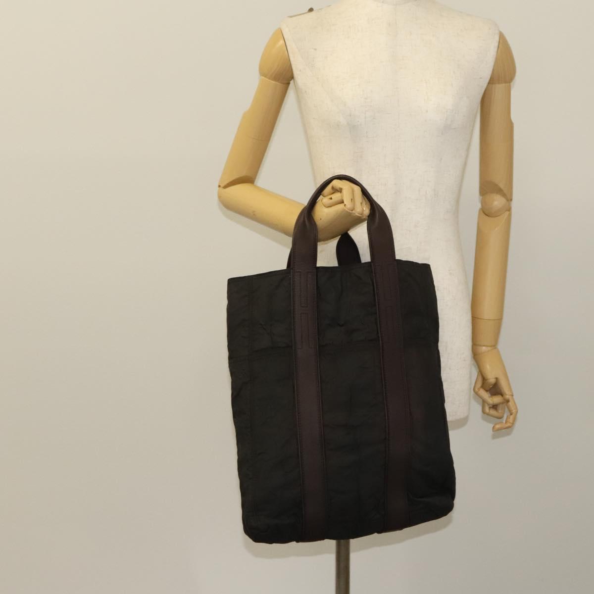 HERMES Acapulco Cabas MM Tote Bag Nylon Brown Auth bs25764