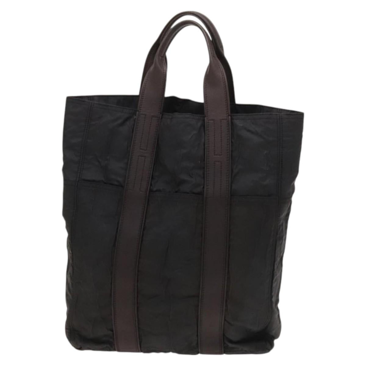 HERMES Acapulco Cabas MM Tote Bag Nylon Brown Auth bs25764