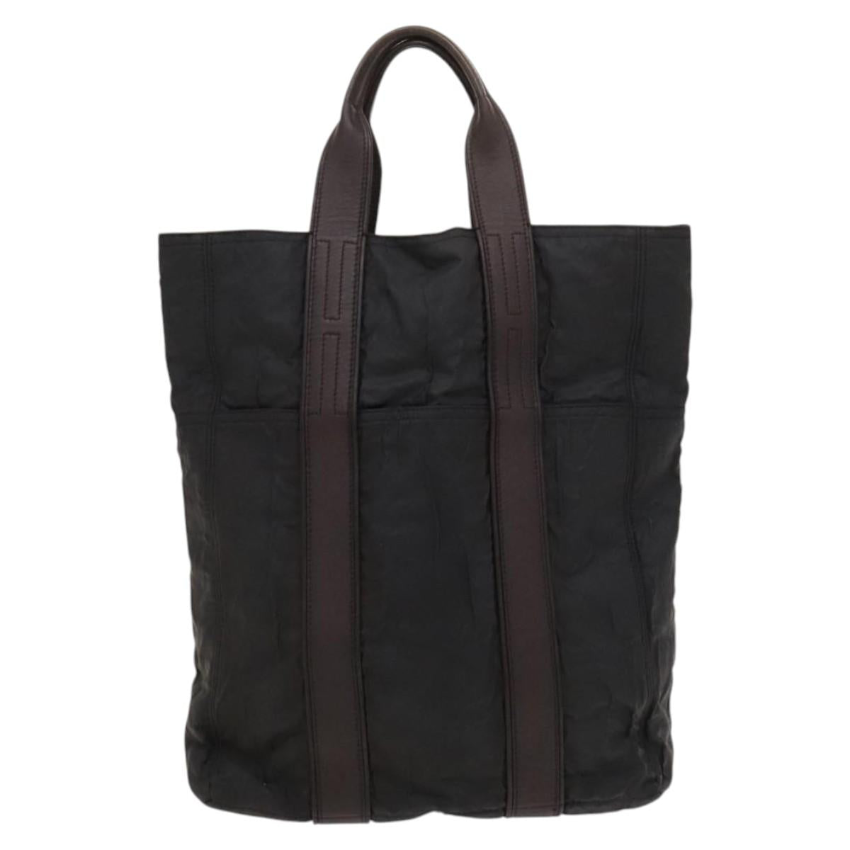 HERMES Acapulco Cabas MM Tote Bag Nylon Brown Auth bs25764