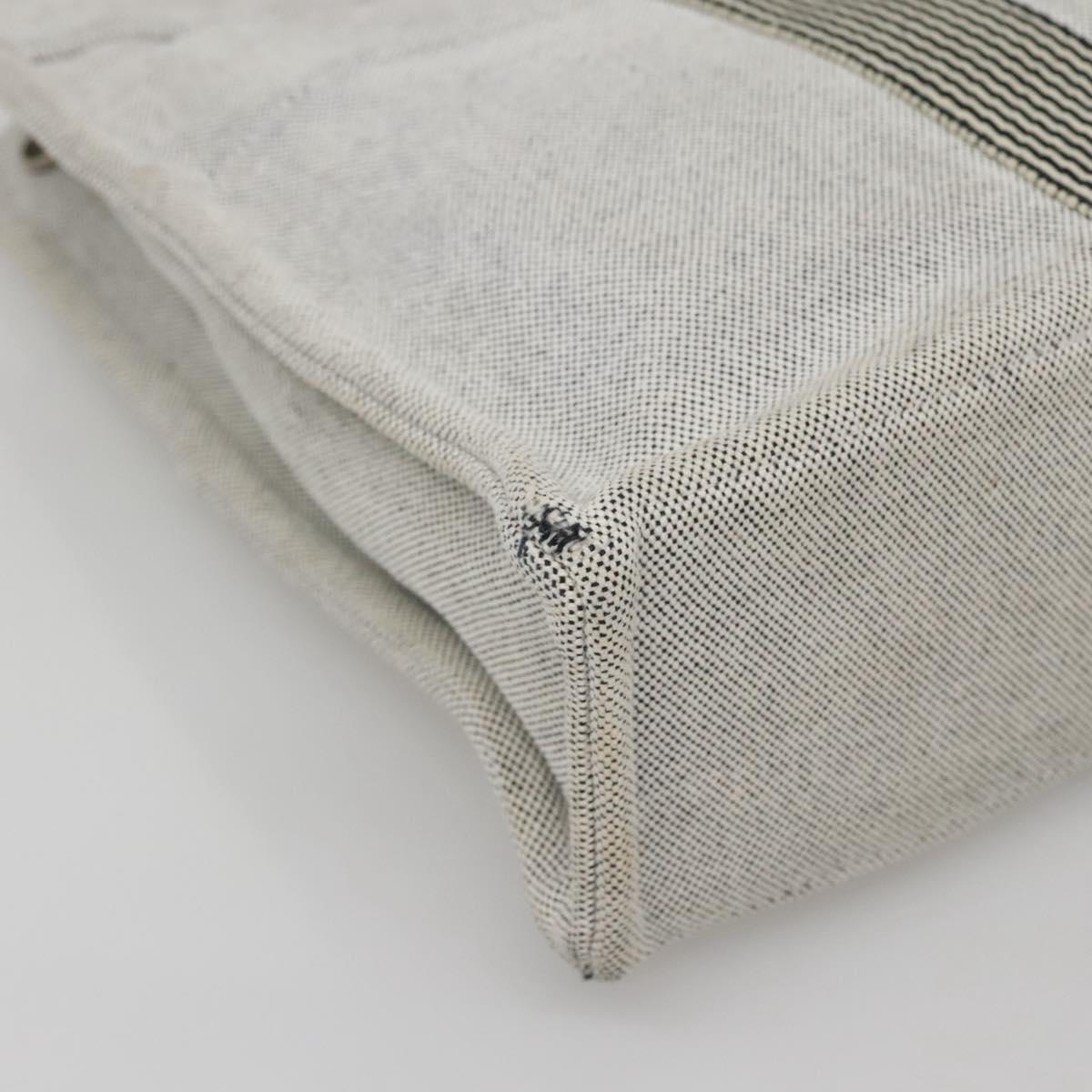 HERMES New Fourre Tout MM Hand Bag Canvas Gray Silver Auth bs25765