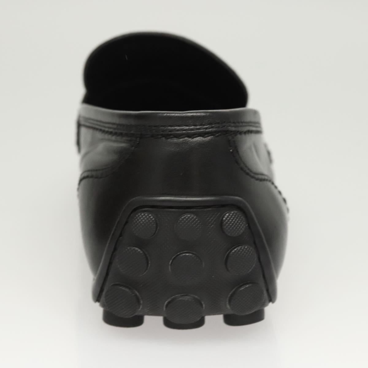 LOUIS VUITTON Driving Shoes Leather Black LV Auth bs25780