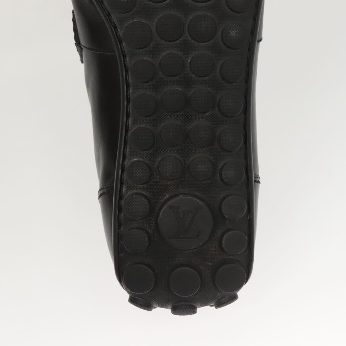 LOUIS VUITTON Driving Shoes Leather Black LV Auth bs25780