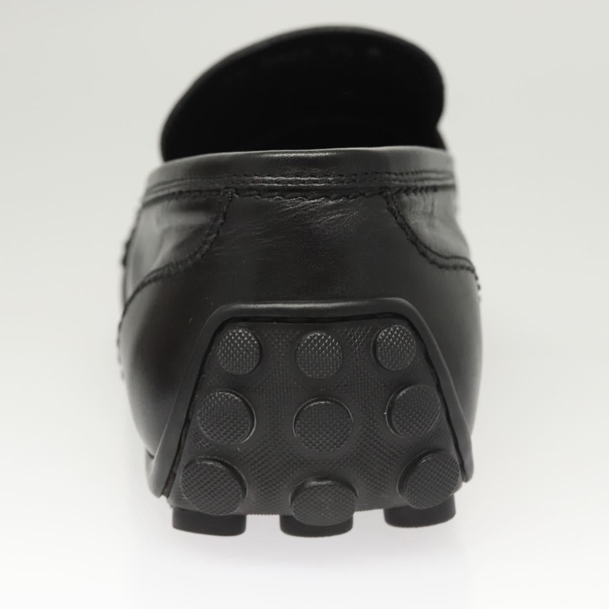 LOUIS VUITTON Driving Shoes Leather Black LV Auth bs25780