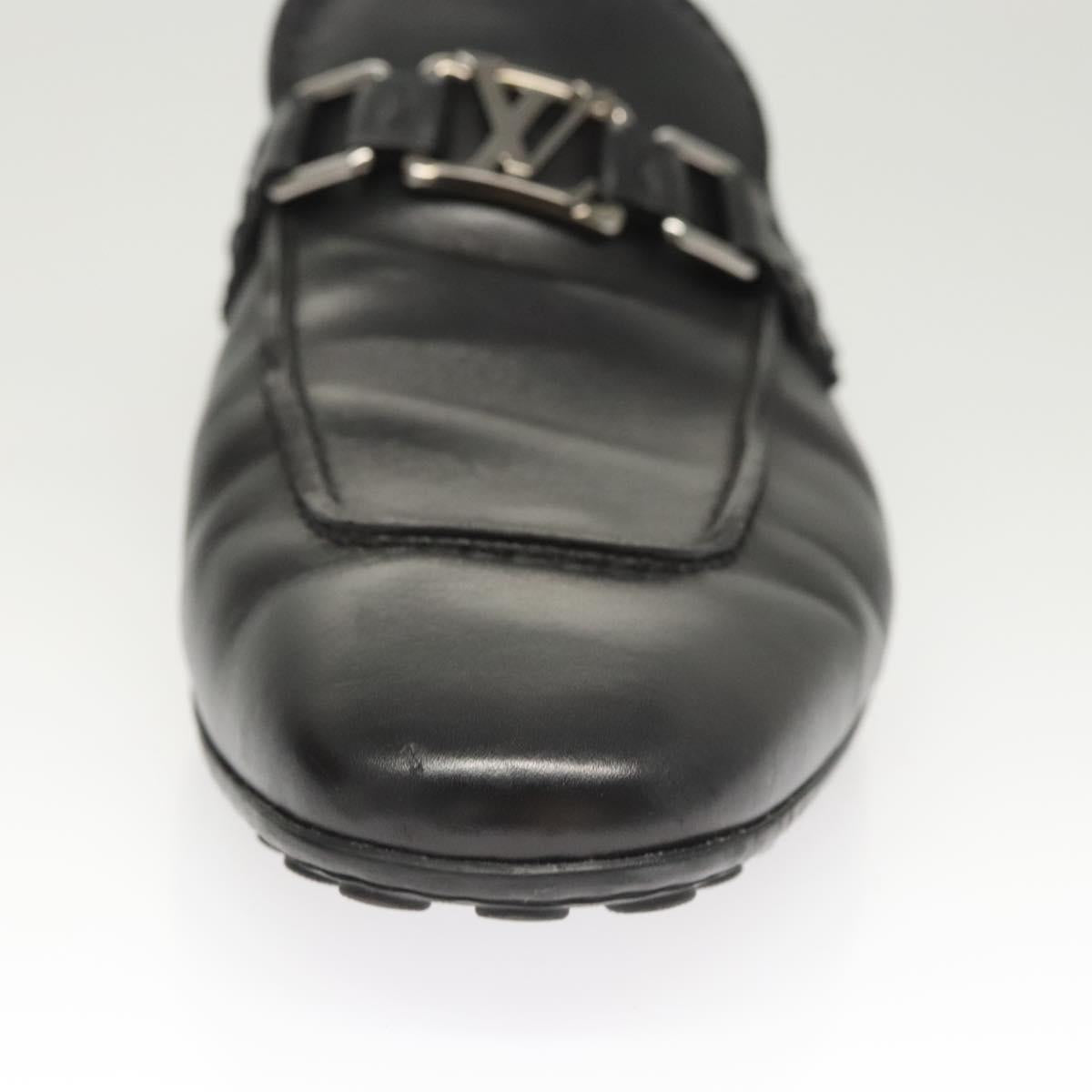LOUIS VUITTON Driving Shoes Leather Black LV Auth bs25780