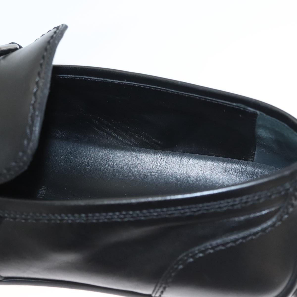 LOUIS VUITTON Driving Shoes Leather Black LV Auth bs25780