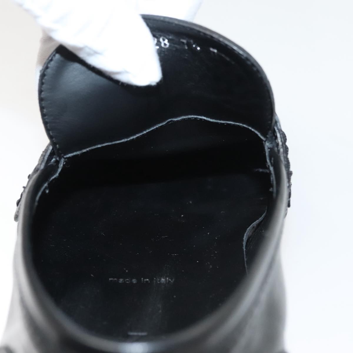 LOUIS VUITTON Driving Shoes Leather Black LV Auth bs25780