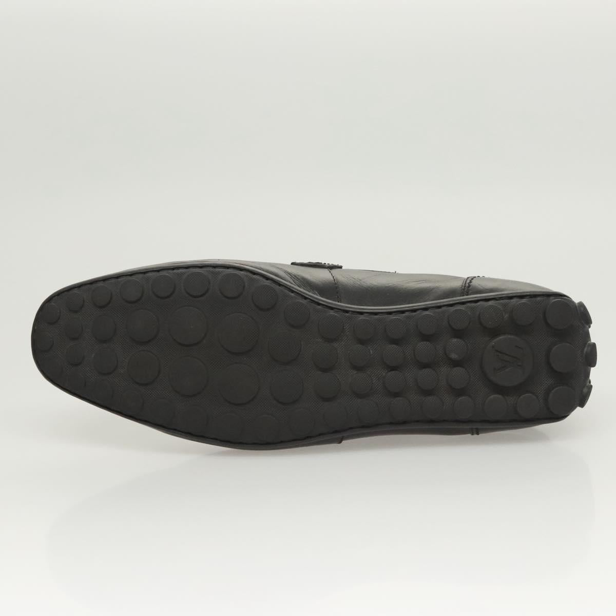 LOUIS VUITTON Driving Shoes Leather Black LV Auth bs25780