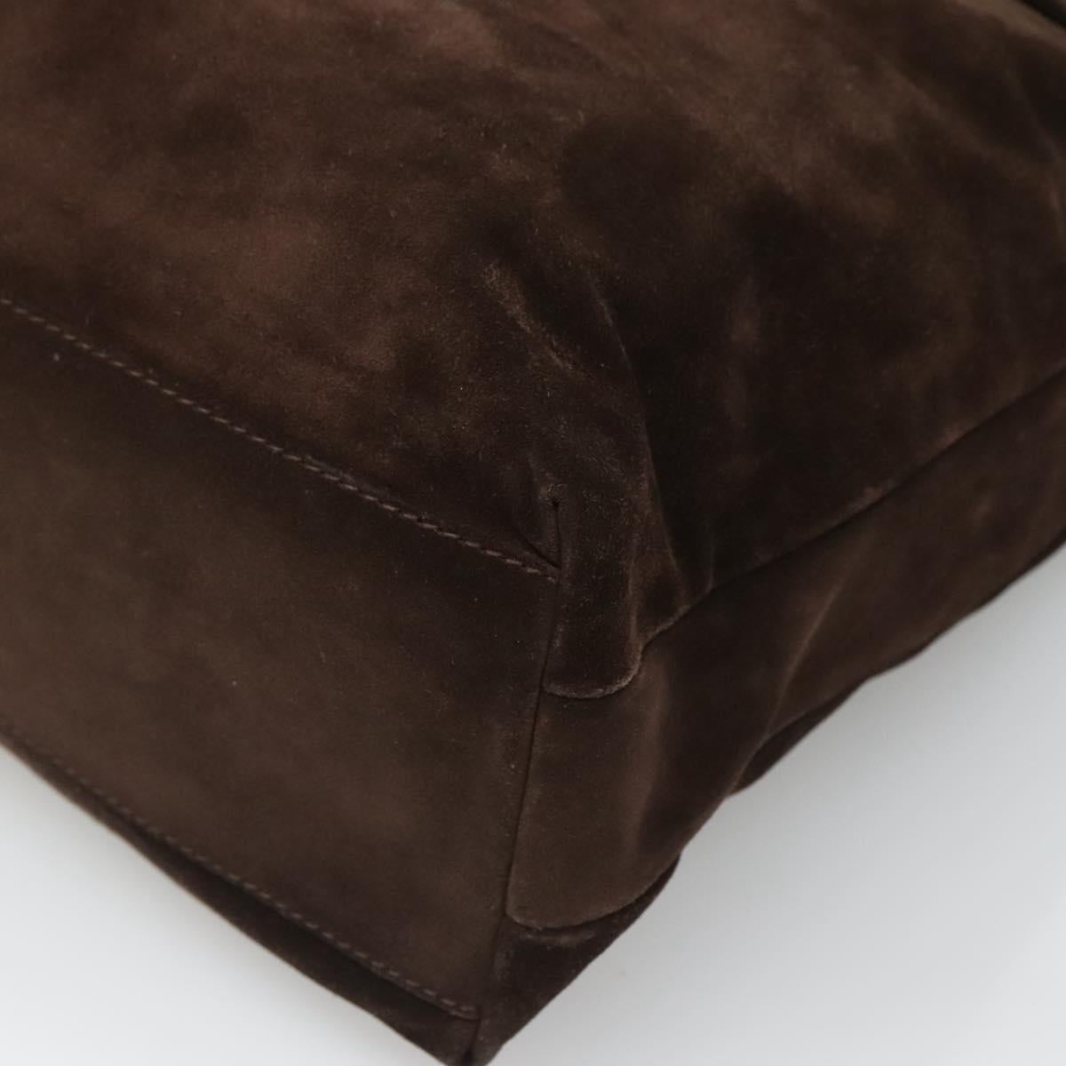 Salvatore Ferragamo Tote Bag Suede Brown Silver Auth bs25783