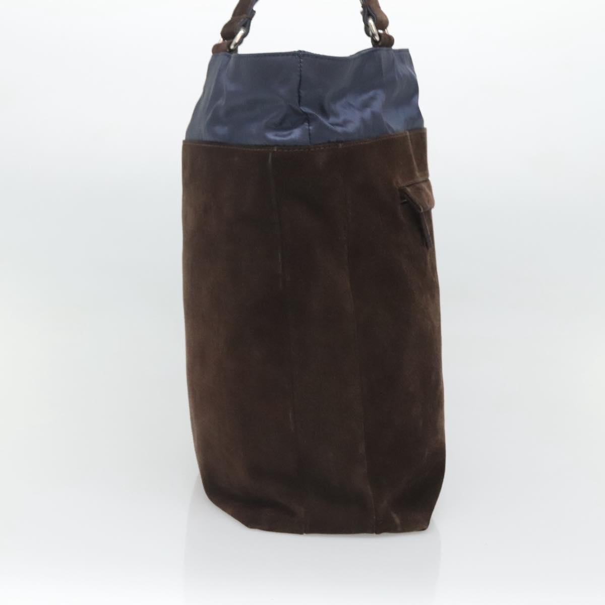 Salvatore Ferragamo Tote Bag Suede Brown Silver Auth bs25783