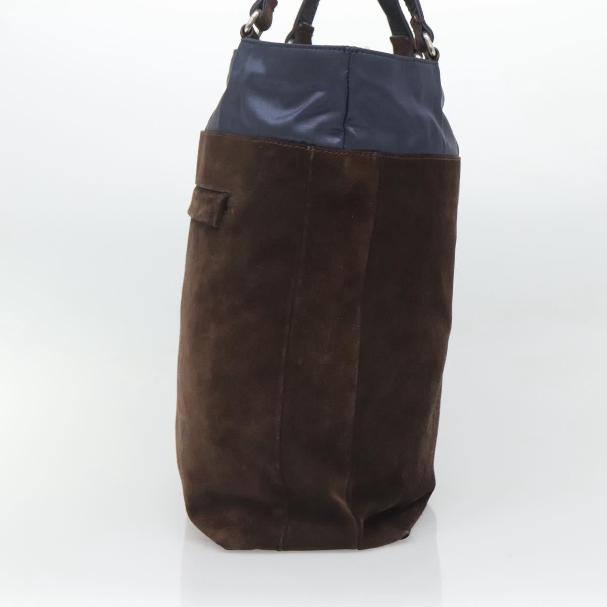 Salvatore Ferragamo Tote Bag Suede Brown Silver Auth bs25783