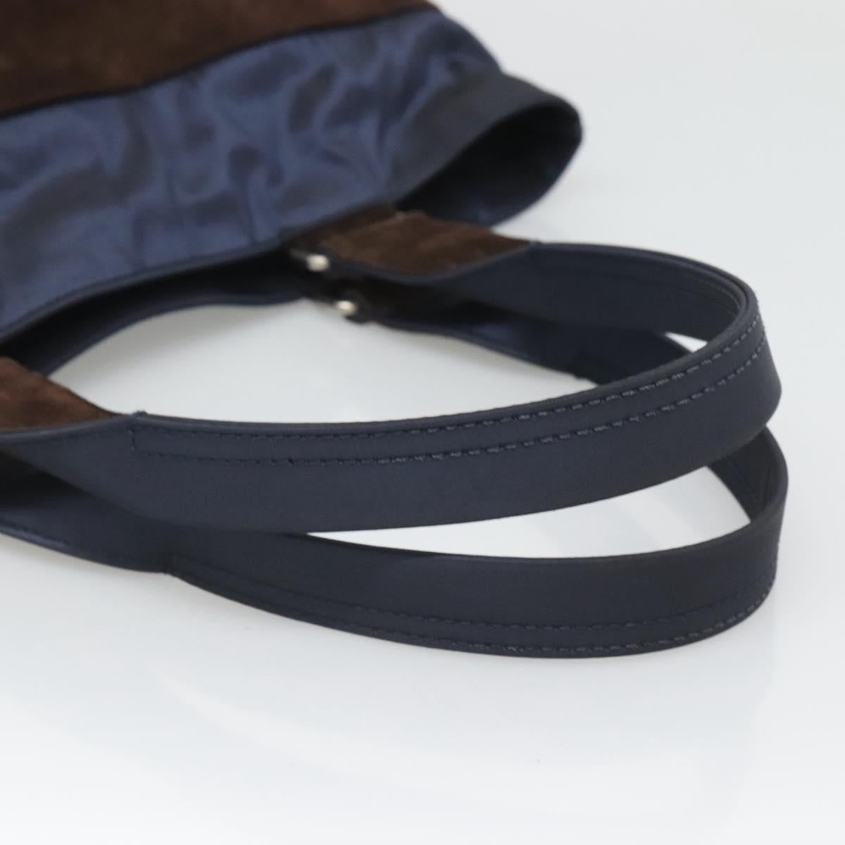 Salvatore Ferragamo Tote Bag Suede Brown Silver Auth bs25783