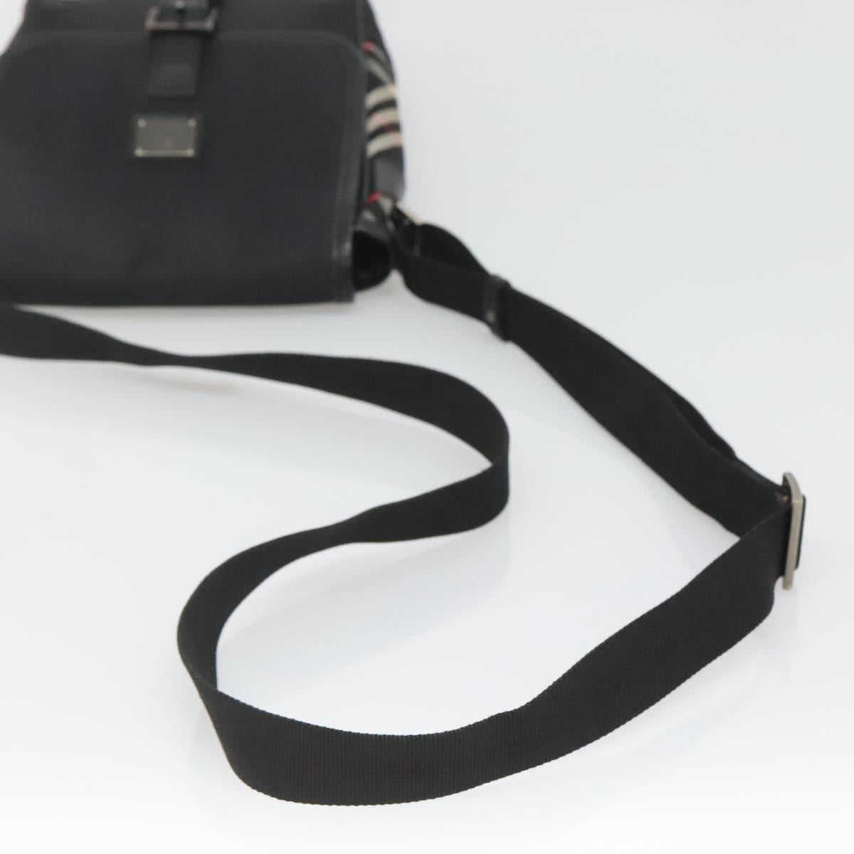 BURBERRY Shoulder Bag Nylon Black Silver Auth bs25785