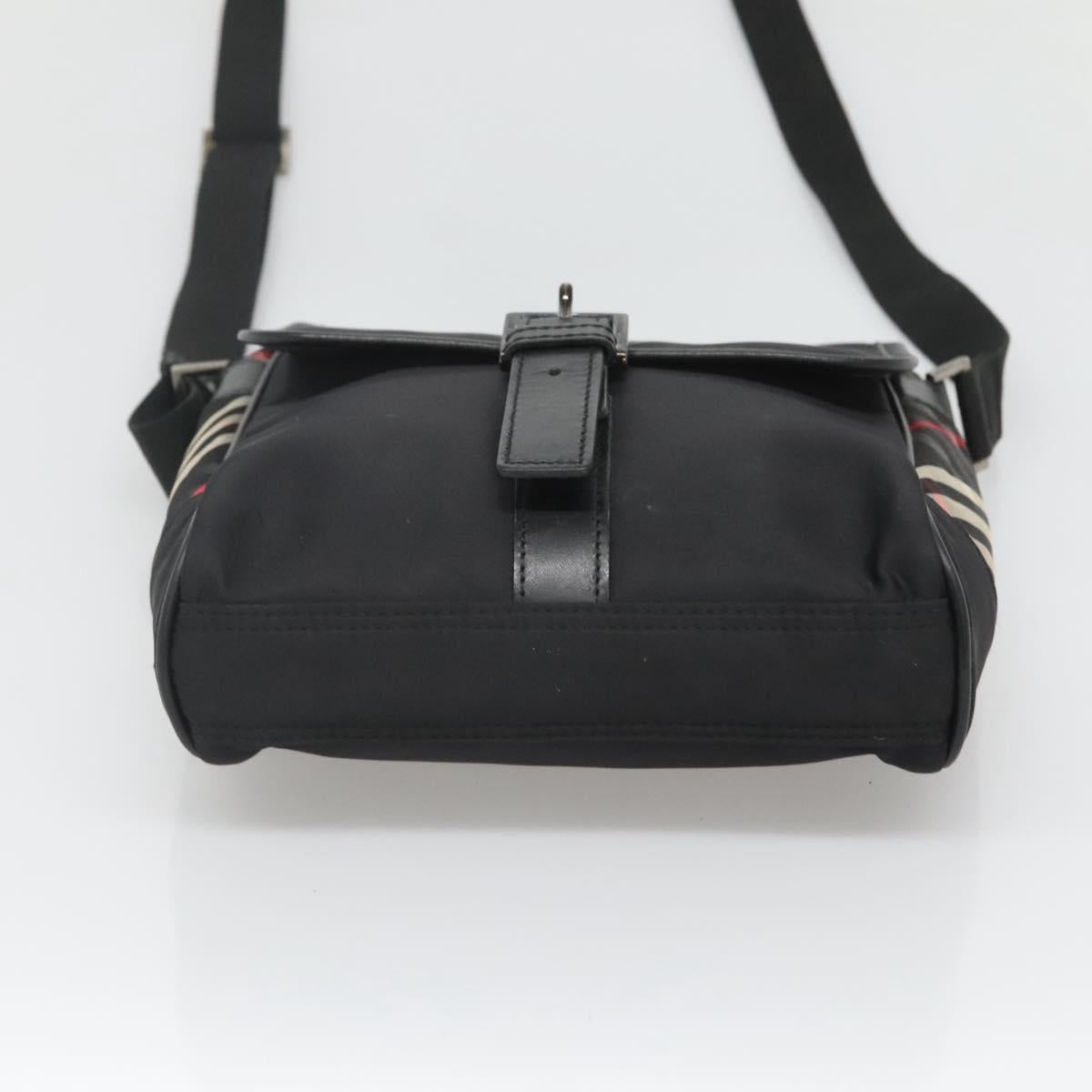 BURBERRY Shoulder Bag Nylon Black Silver Auth bs25785