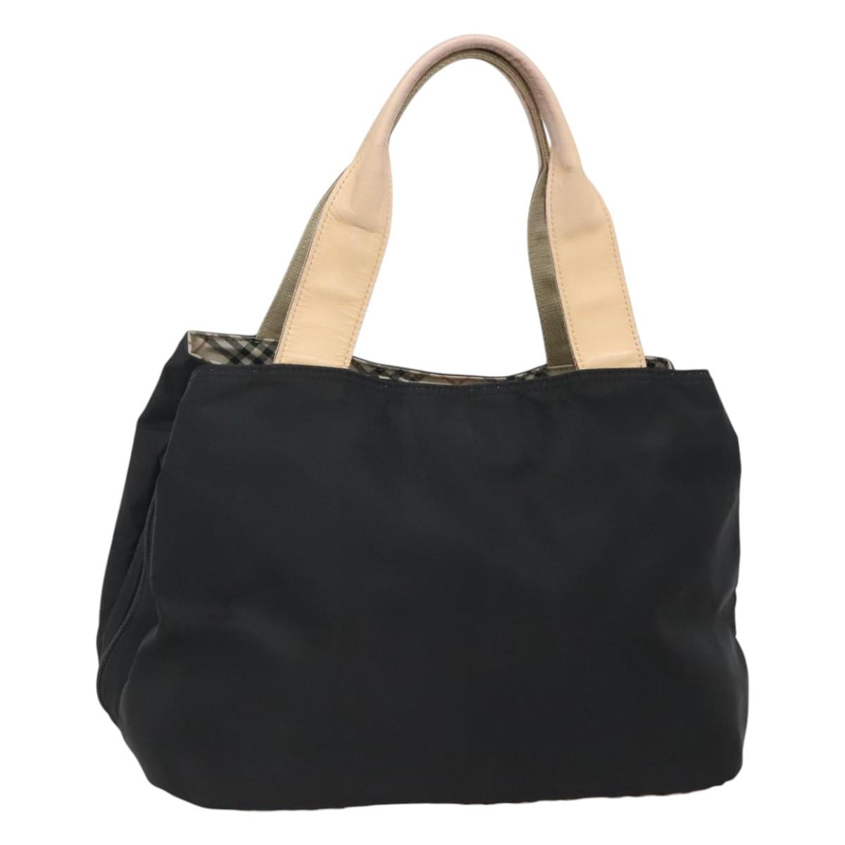 BURBERRY Hand Bag Nylon Black Silver Auth bs25789