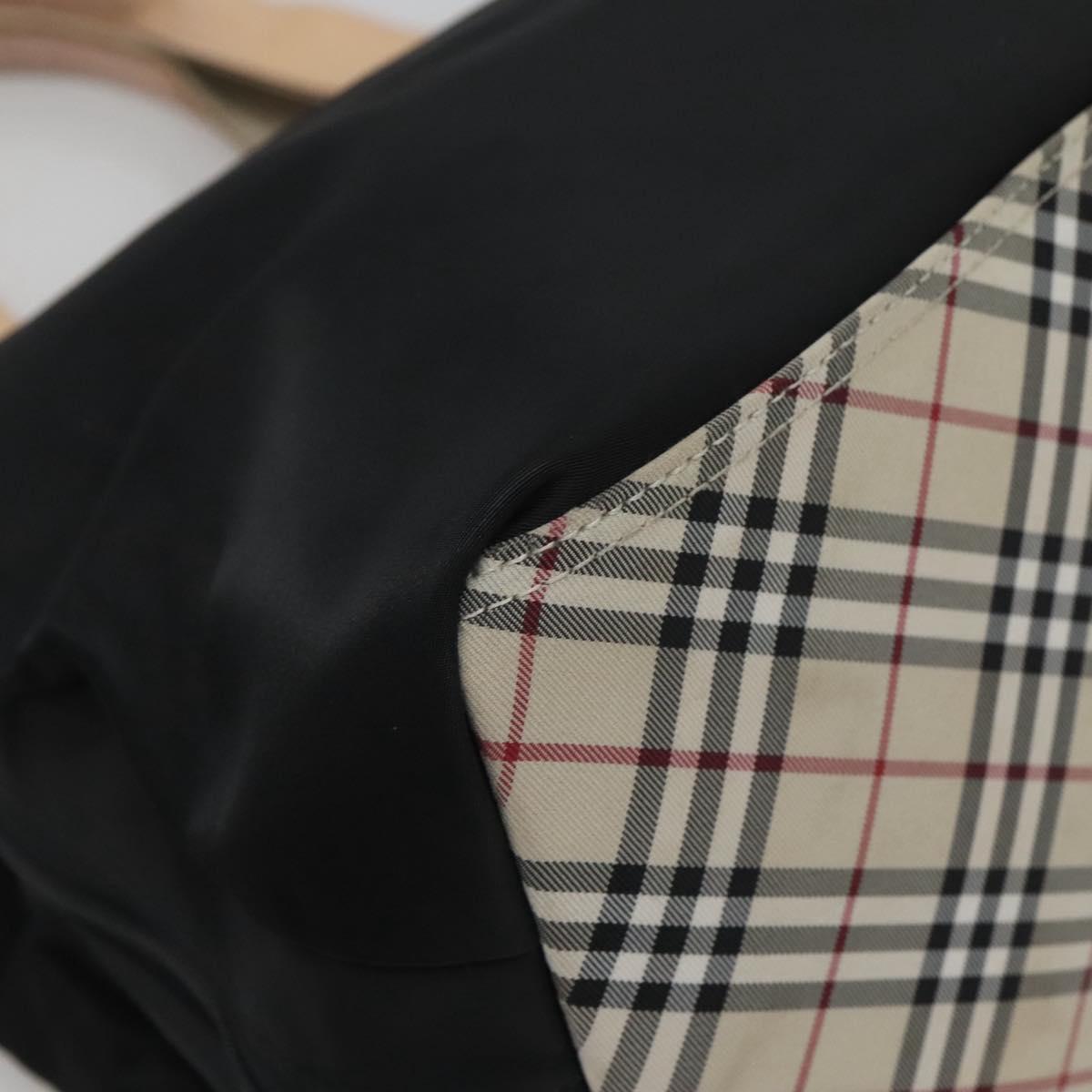 BURBERRY Hand Bag Nylon Black Silver Auth bs25789