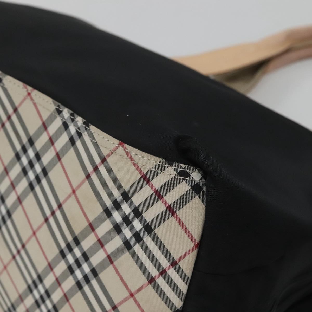 BURBERRY Hand Bag Nylon Black Silver Auth bs25789