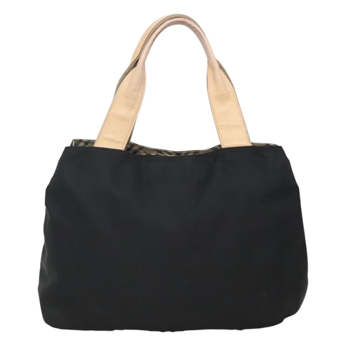 BURBERRY Hand Bag Nylon Black Silver Auth bs25789