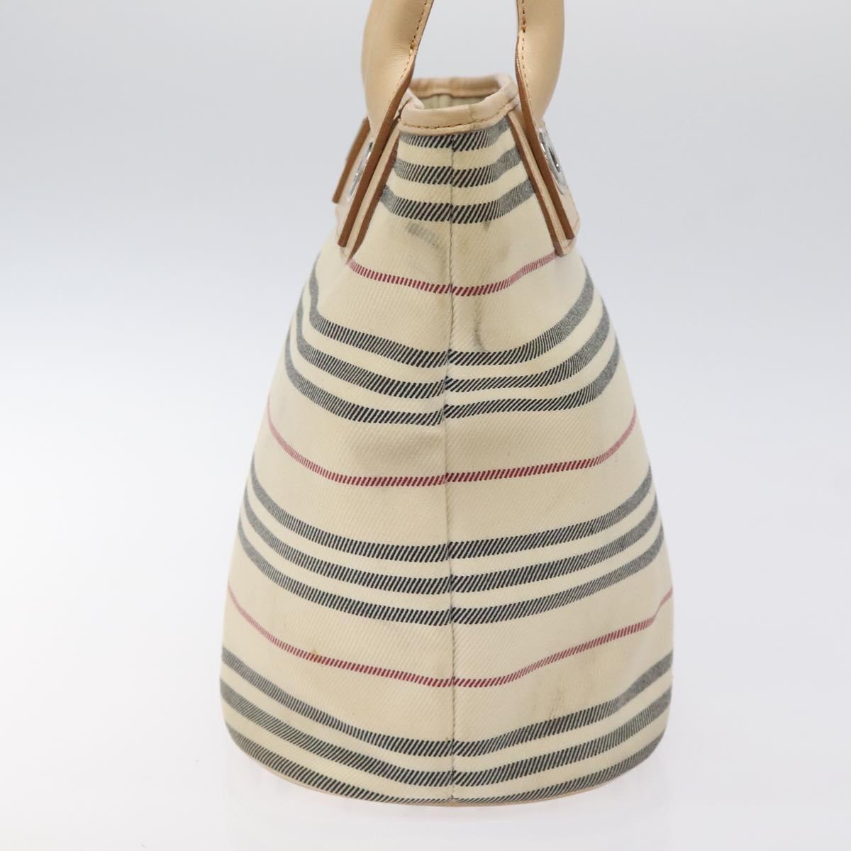 BURBERRY Hand Bag Canvas Beige Silver Auth bs25790