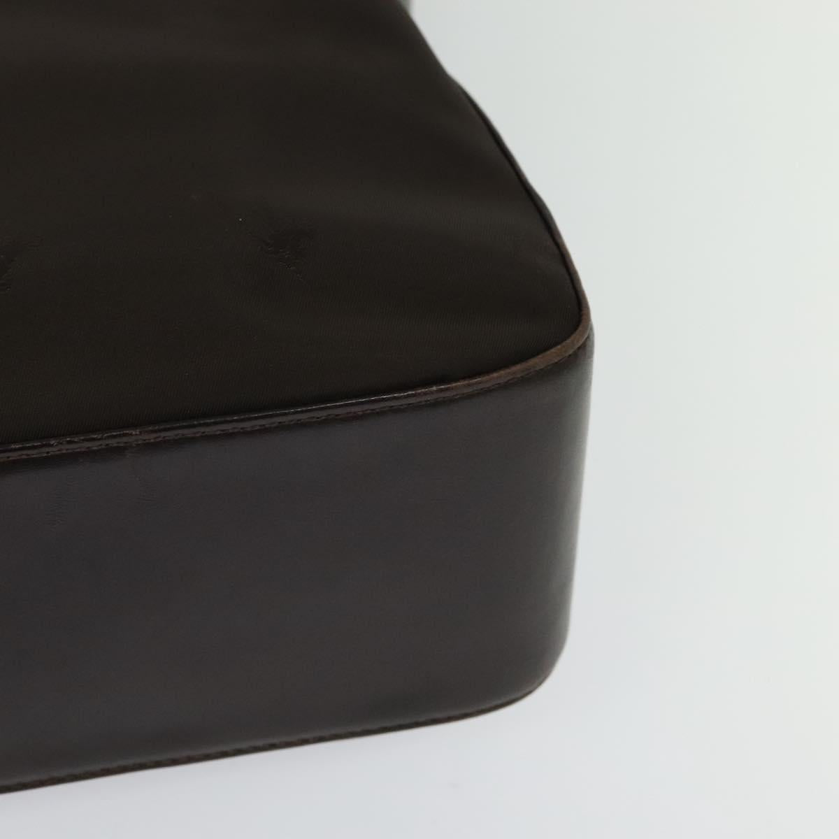 BURBERRY Hand Bag Leather 2way Brown Silver Auth bs25791