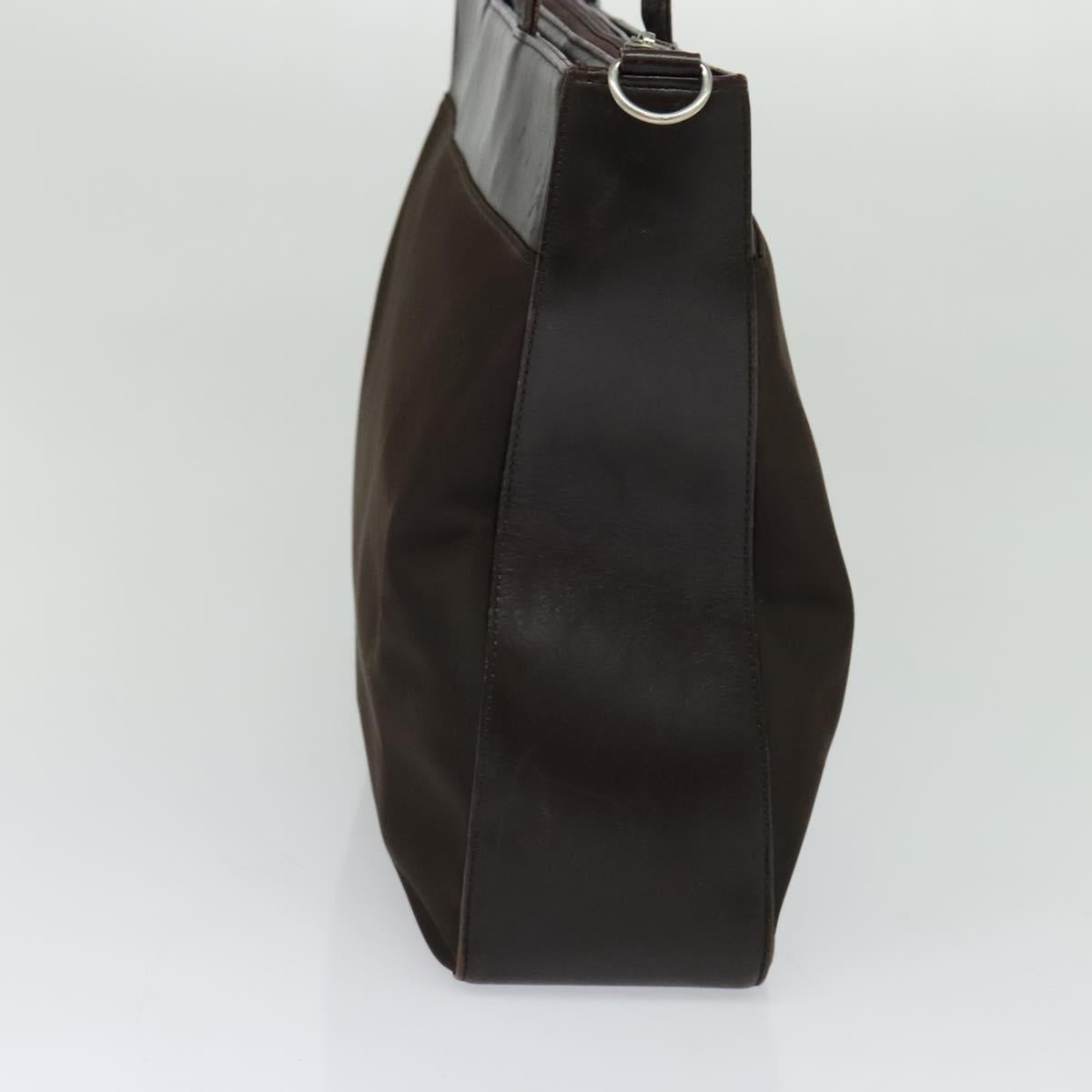 BURBERRY Hand Bag Leather 2way Brown Silver Auth bs25791