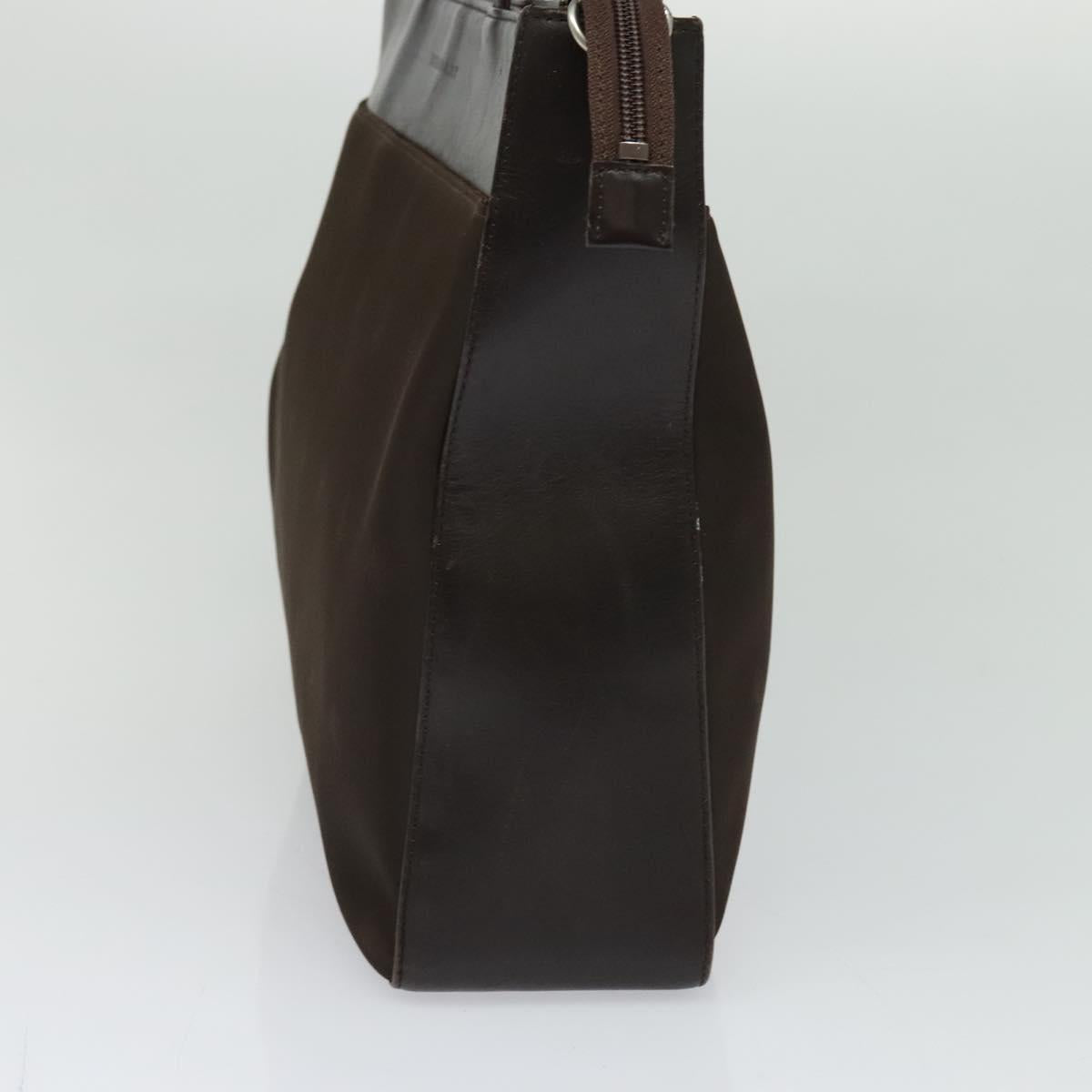 BURBERRY Hand Bag Leather 2way Brown Silver Auth bs25791