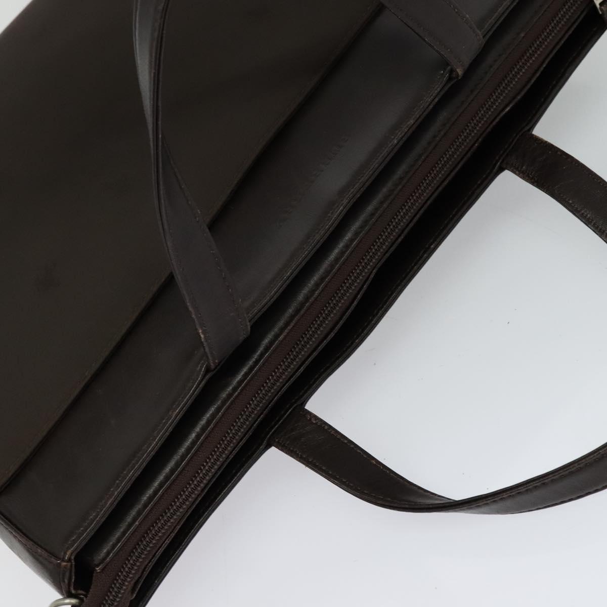 BURBERRY Hand Bag Leather 2way Brown Silver Auth bs25791