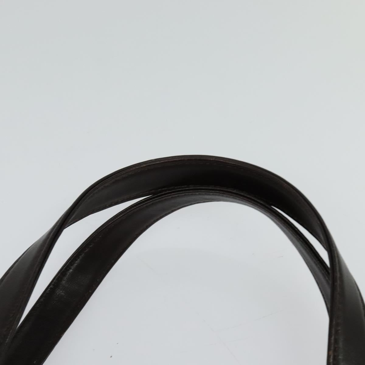 BURBERRY Hand Bag Leather 2way Brown Silver Auth bs25791