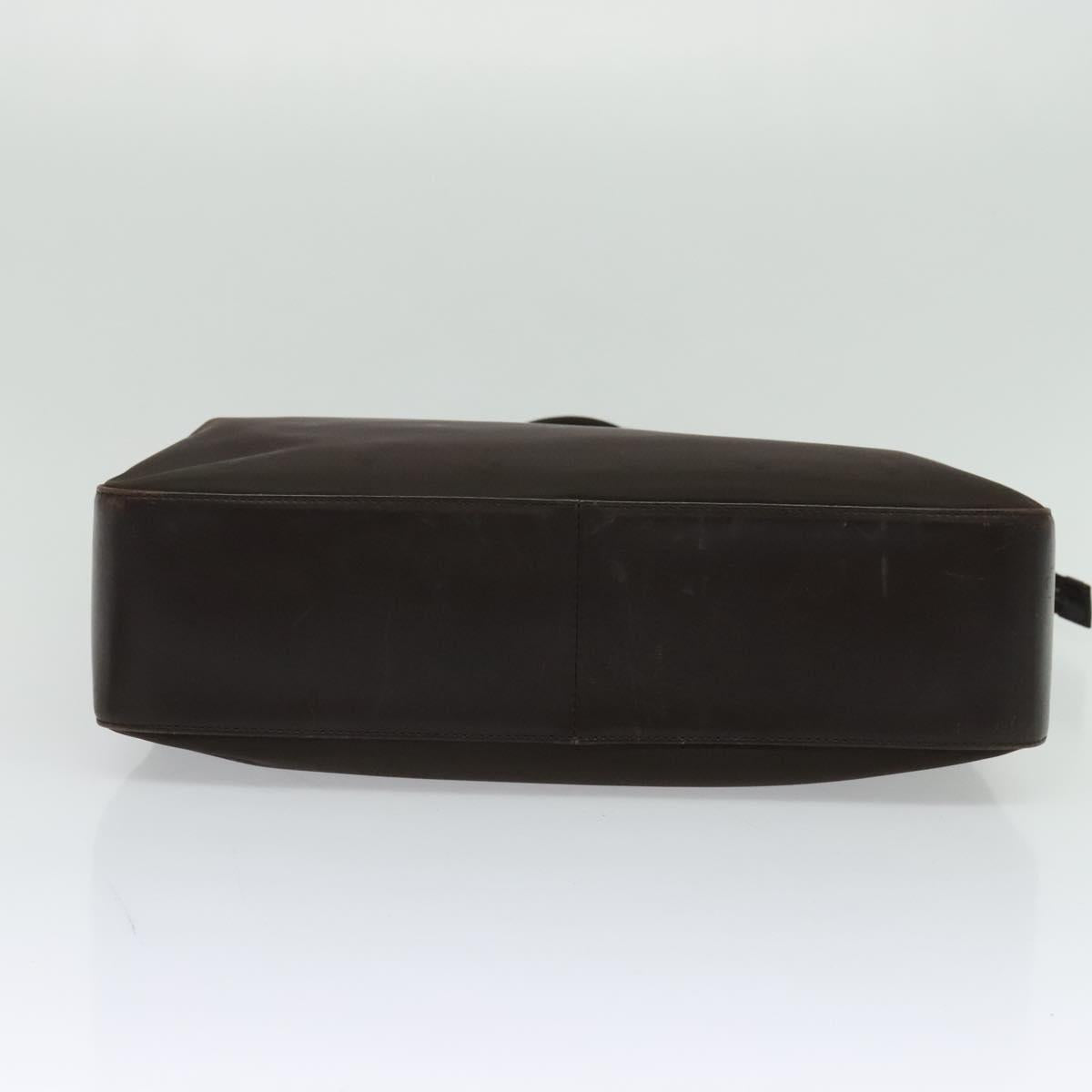 BURBERRY Hand Bag Leather 2way Brown Silver Auth bs25791