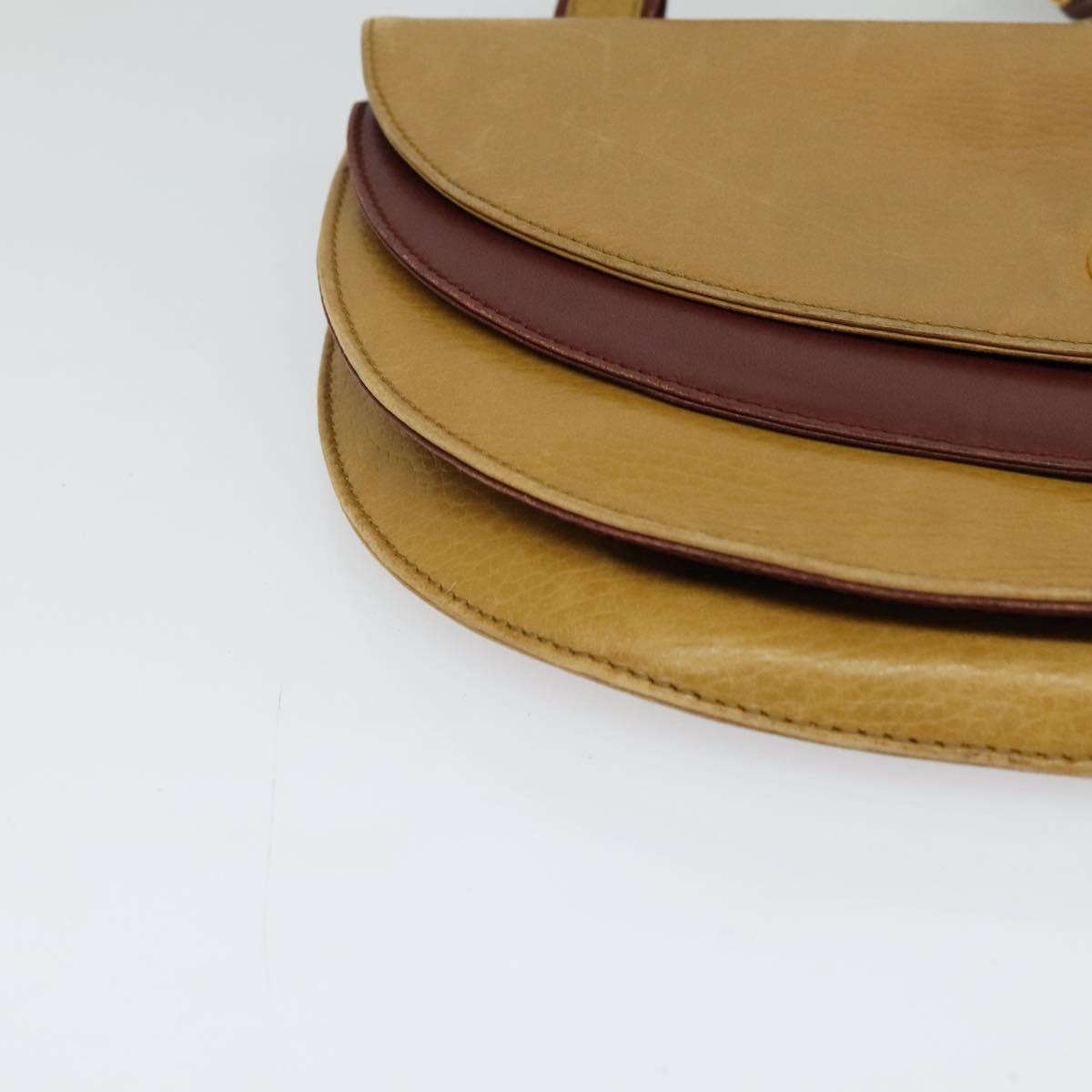 CARTIER Shoulder Bag Leather Yellow Gold Auth bs25792