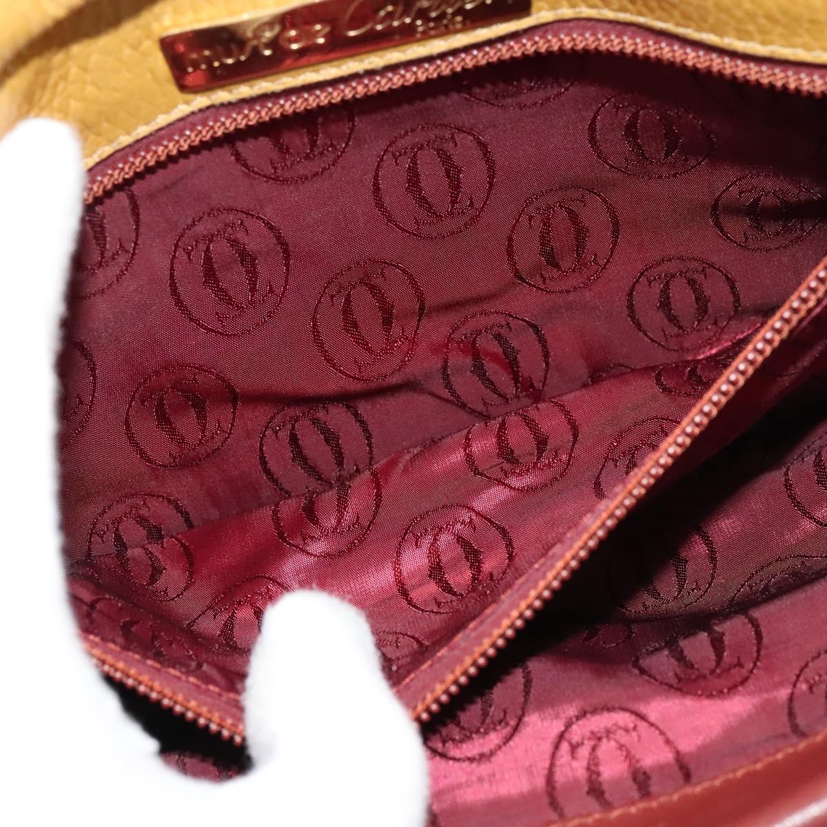 CARTIER Shoulder Bag Leather Yellow Gold Auth bs25792